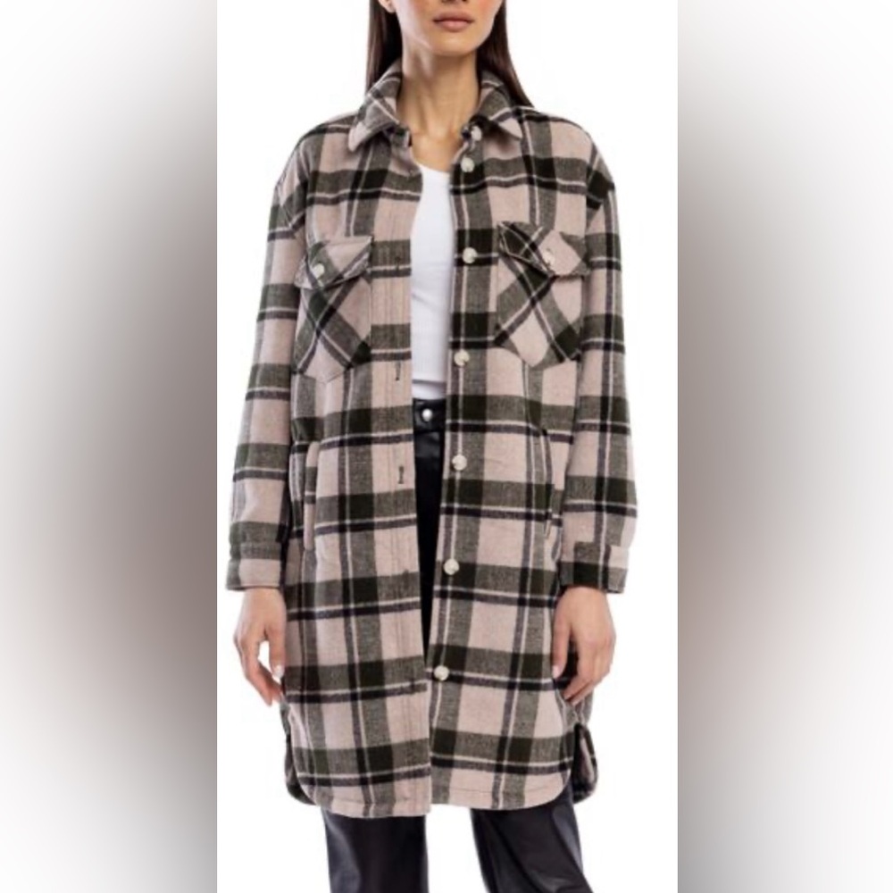 BlankNYC Longline Plaid Shirt Jacket